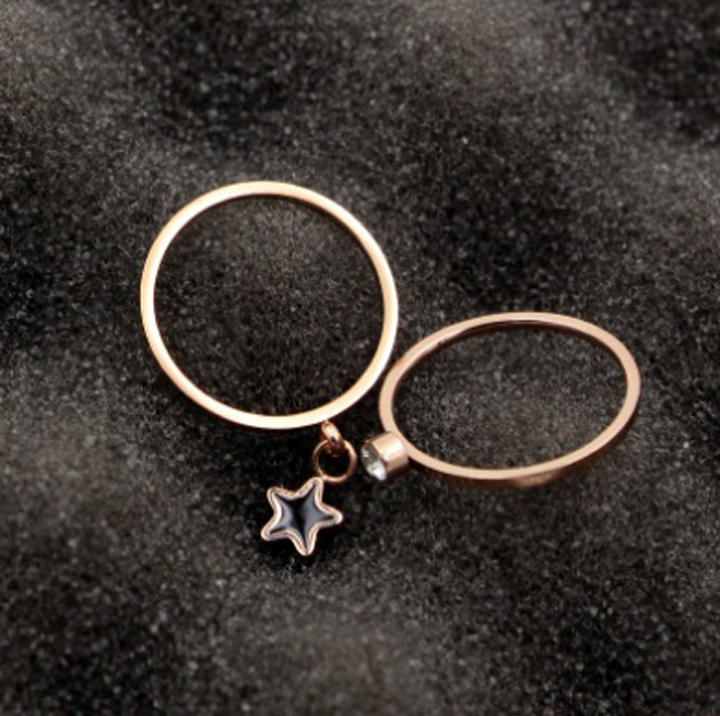 Combo 2 chiếc nhẫn hình ngôi sao màu hồng 14k